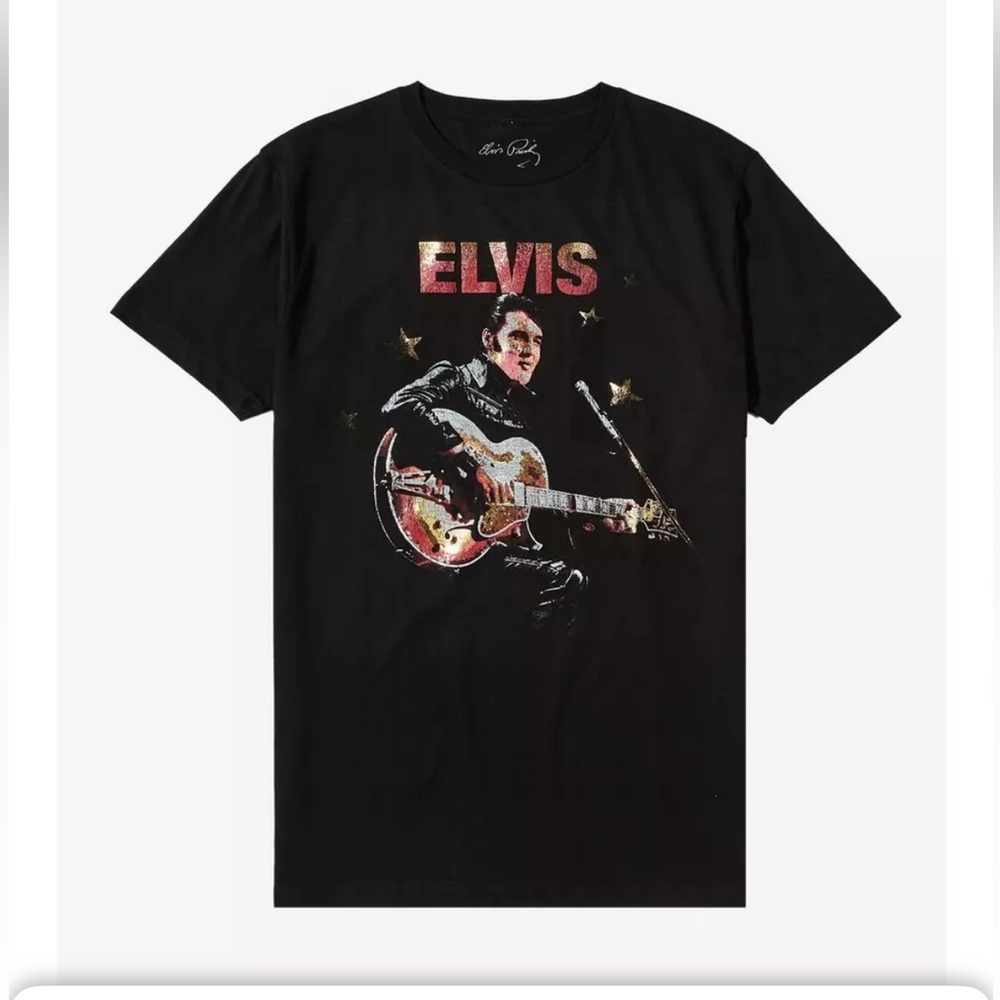 Elvis Comeback Special Glitter Logo Boyfriend Fit Girls T-Shirt